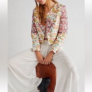 NWOT Carleen North Star Quilted Cotton Linen Jacket By Anthropologie Size XS